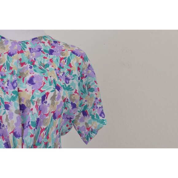 Vintage 80s Semi-Sheer Floral Polyester Peplum‎ blouse | size 8 - Picture 10 of 10
